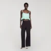 Floral jacquard ruffle crop top Floral jacquard ruffle crop top