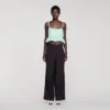 Floral jacquard ruffle crop top Floral jacquard ruffle crop top