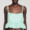 Floral jacquard ruffle crop top Floral jacquard ruffle crop top
