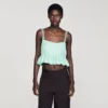 Floral jacquard ruffle crop top Floral jacquard ruffle crop top