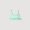 Floral jacquard ruffle crop top Floral jacquard ruffle crop top