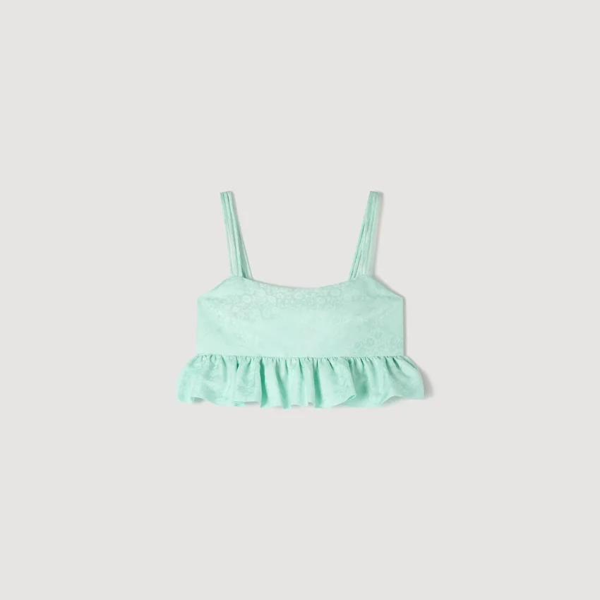 Floral jacquard ruffle crop top Floral jacquard ruffle crop top