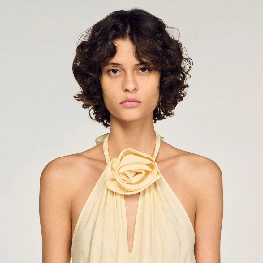 Floral neck linen maxi dress Floral neck linen maxi dress