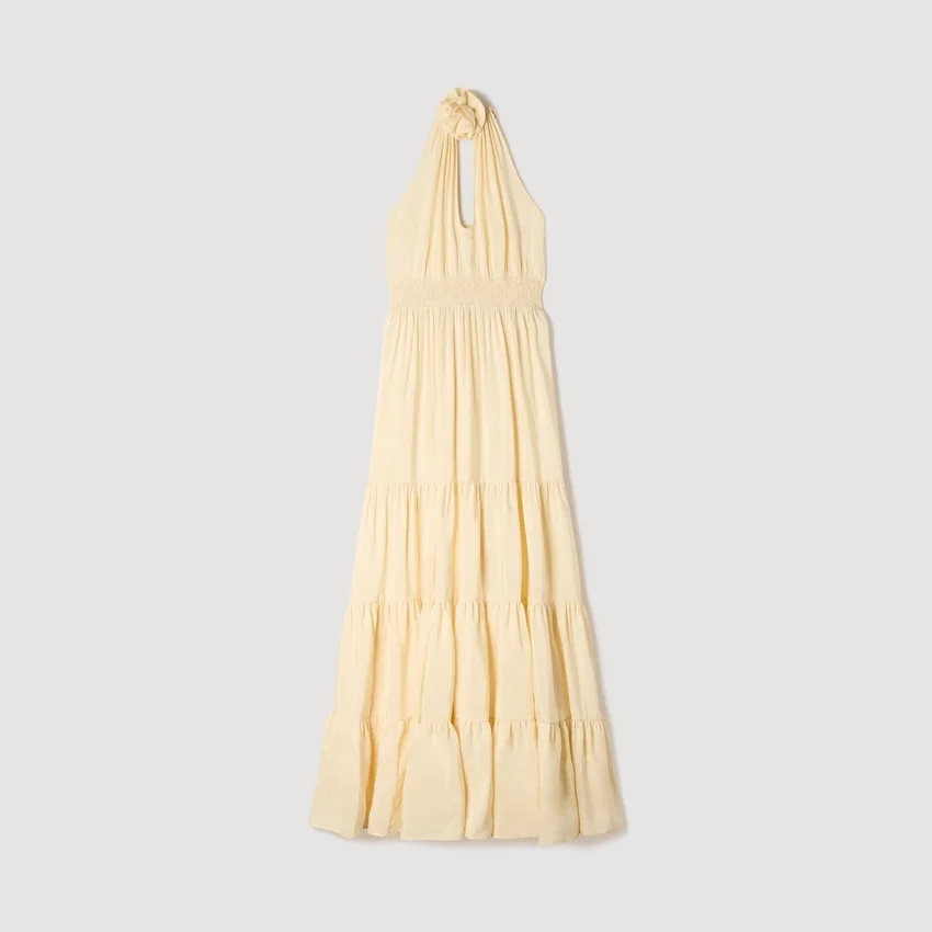 Floral neck linen maxi dress Floral neck linen maxi dress