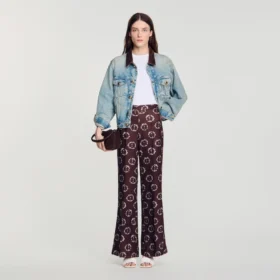 Floral-print flowy trousers