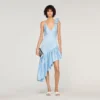 Flower detail asymmetrical ruffled dress Flower detail asymmetrical ruffled dress
