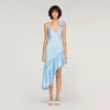 Flower detail asymmetrical ruffled dress Flower detail asymmetrical ruffled dress