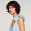 Flower detail asymmetrical ruffled dress Flower detail asymmetrical ruffled dress