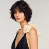 Flower detail asymmetrical ruffled dress Flower detail asymmetrical ruffled dress