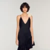 Flower detail asymmetrical ruffled dress Flower detail asymmetrical ruffled dress