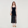 Fringed knit midi dress