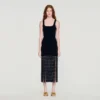 Fringed knit midi dress