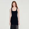 Fringed knit midi dress