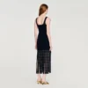 Fringed knit midi dress