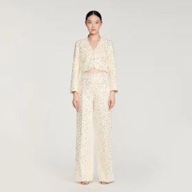 Geometric sequin trousers