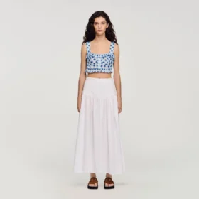 Gingham linen crop top