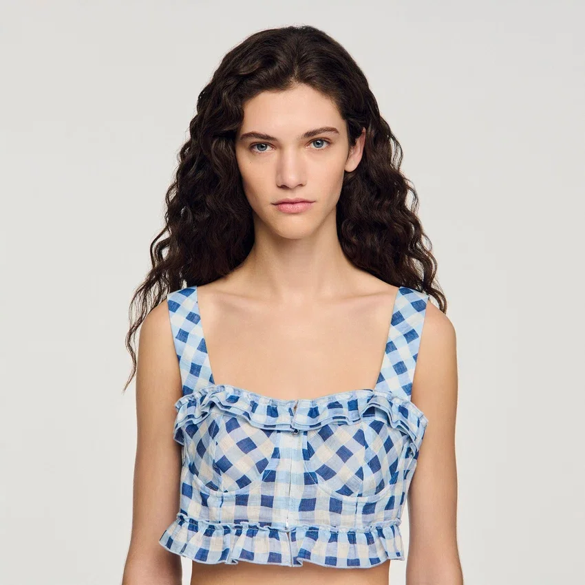 Gingham linen crop top Gingham linen crop top