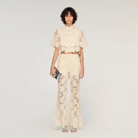 Guipure lace trousers