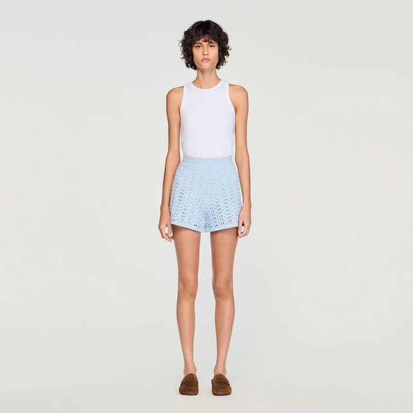 High-waisted beaded crochet shorts High-waisted beaded crochet shorts