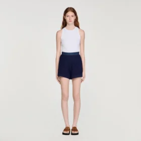 High-waisted crochet shorts