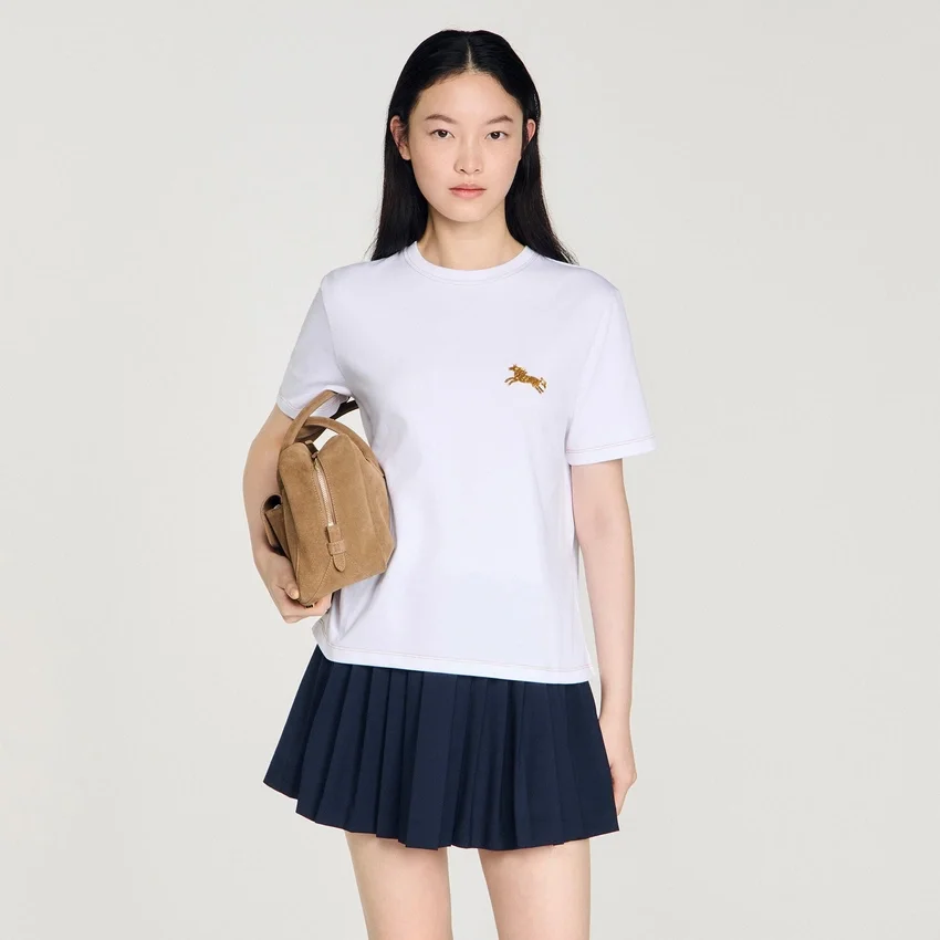 Horse embroidery cotton T-shirt Horse embroidery cotton T-shirt