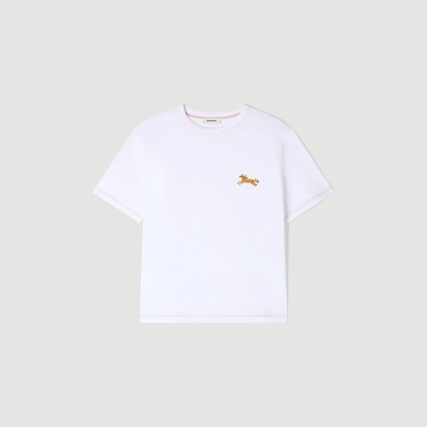 Horse embroidery cotton T-shirt Horse embroidery cotton T-shirt