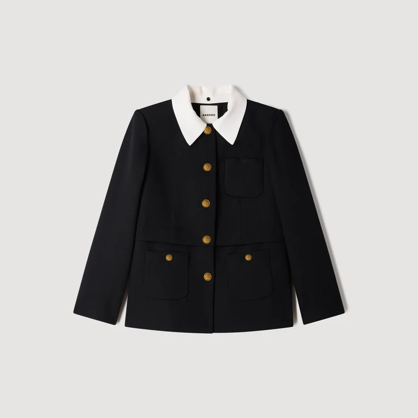 Jacket with removable contrast collar Jacket with removable contrast collar