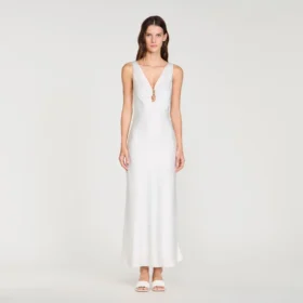 Jewel satin-effect maxi dress