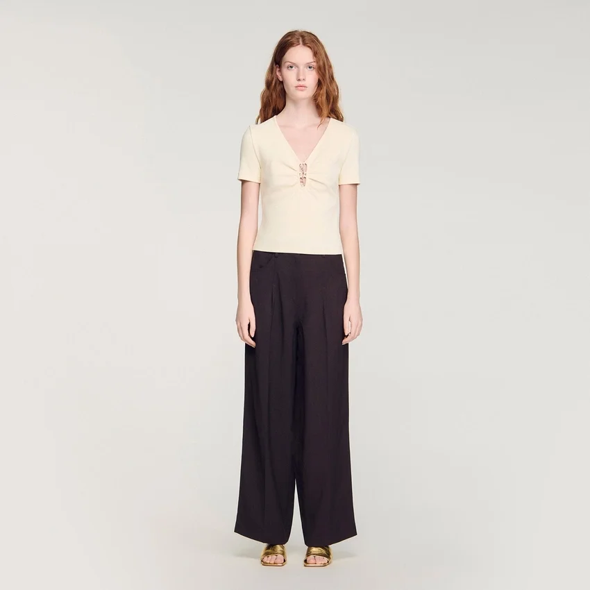 Jewelled cropped cotton T-shirt Jewelled cropped cotton T-shirt
