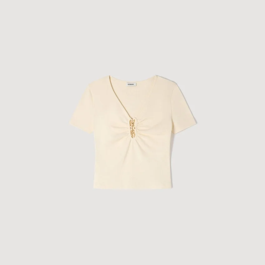 Jewelled cropped cotton T-shirt Jewelled cropped cotton T-shirt