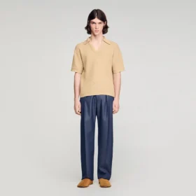 Jute-effect polo shirt