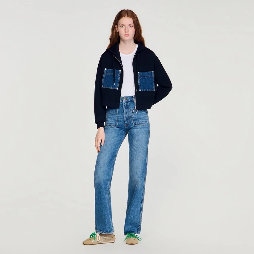 Knit and denim sweatshirt Knit and denim sweatshirt