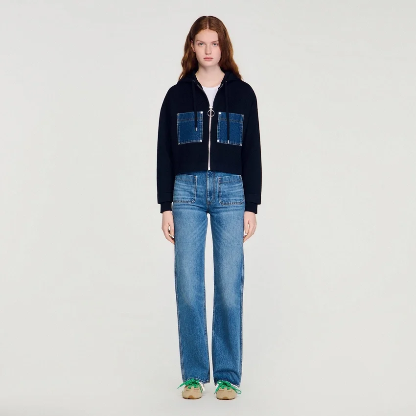 Knit and denim sweatshirt Knit and denim sweatshirt