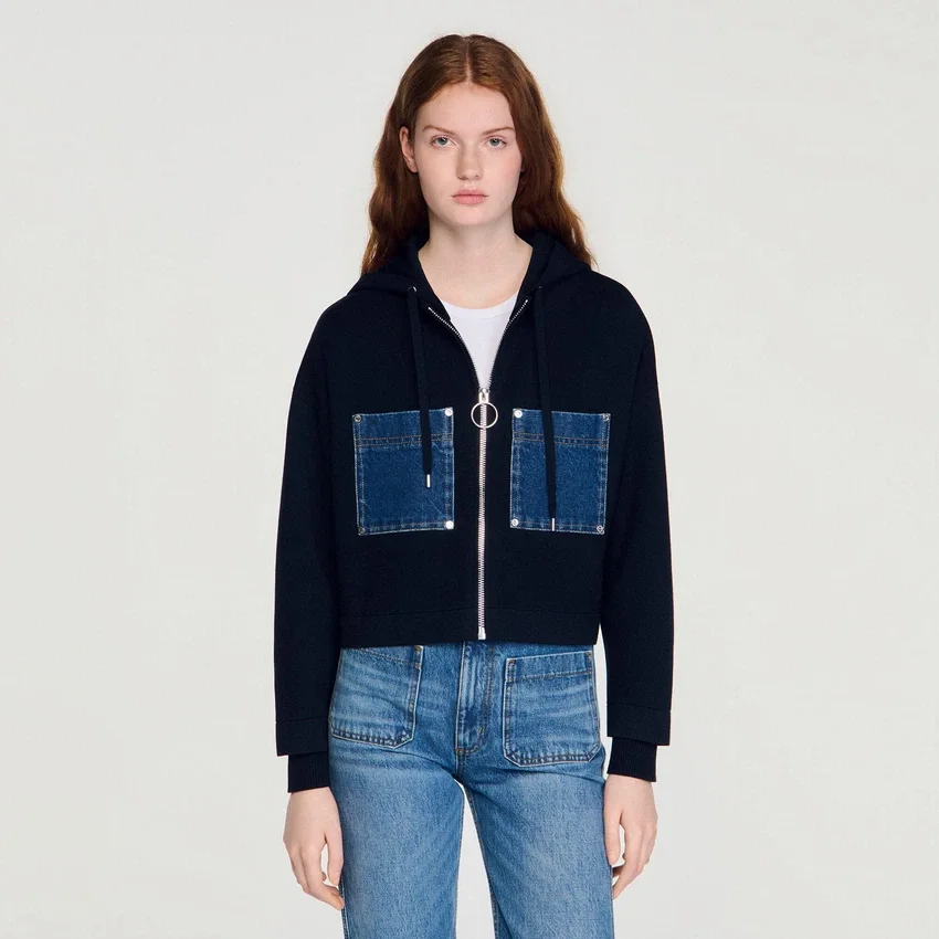 Knit and denim sweatshirt Knit and denim sweatshirt