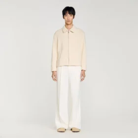 Knit-effect regular-collar jacket
