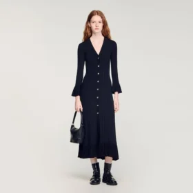 Knit maxi dress with ruffle