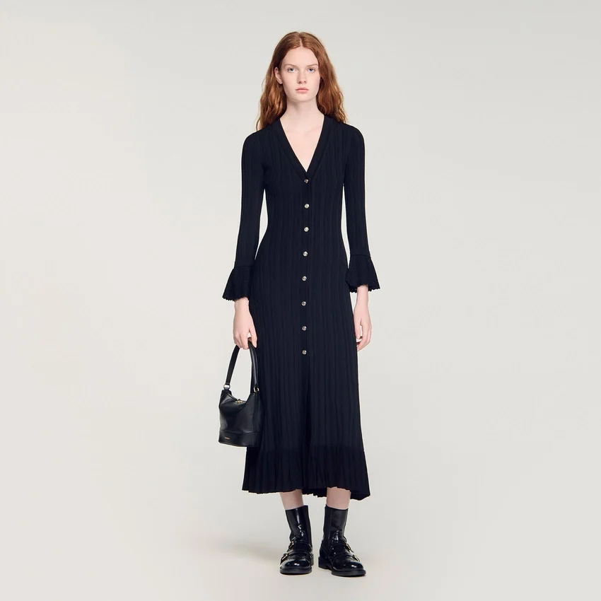Knit maxi dress with ruffle Knit maxi dress with ruffle