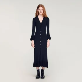 Knit maxi dress with ruffle