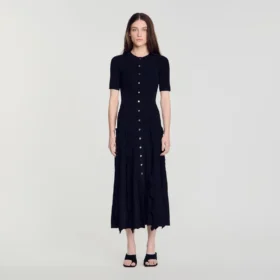 Knit maxi dress with ruffles