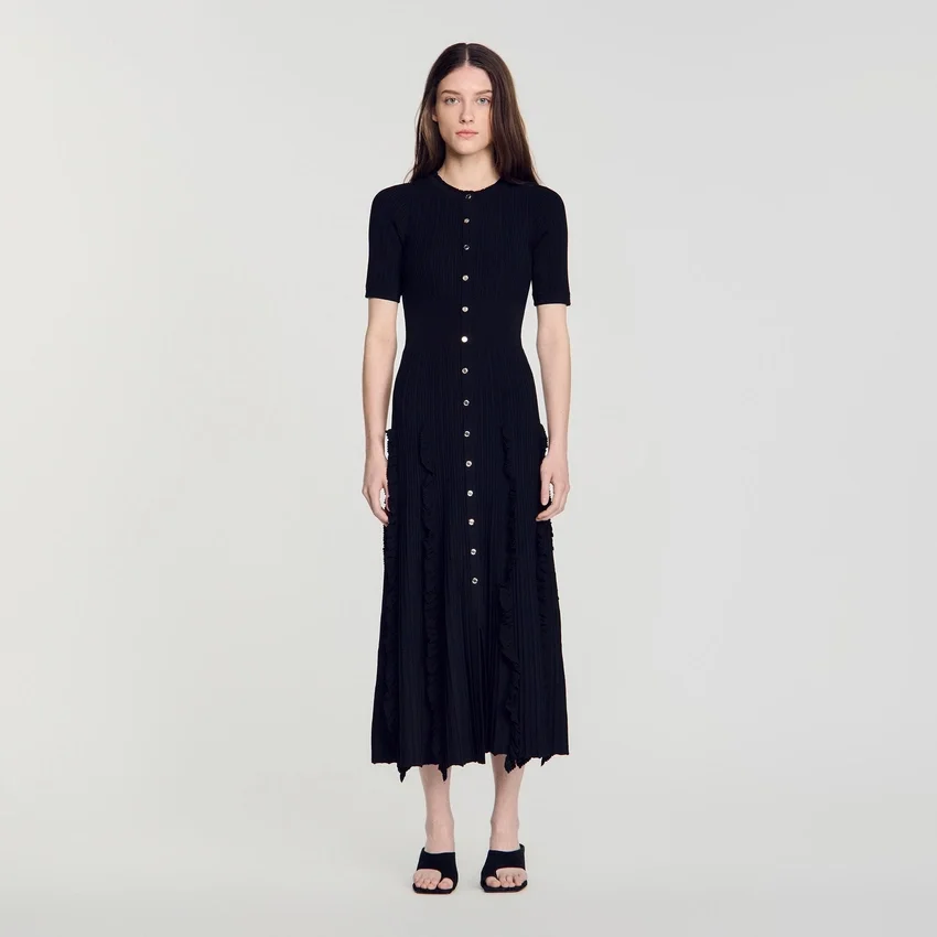 Knit maxi dress with ruffles Knit maxi dress with ruffles