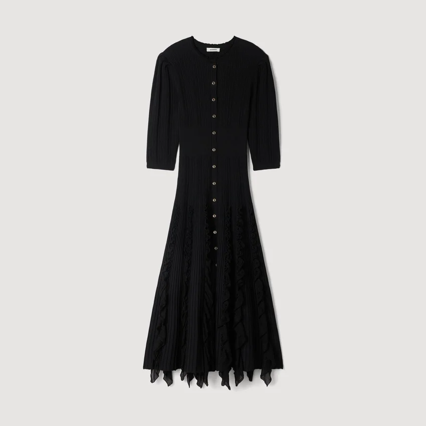 Knit maxi dress with ruffles Knit maxi dress with ruffles