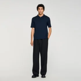 Knitted polo shirt with zip collar