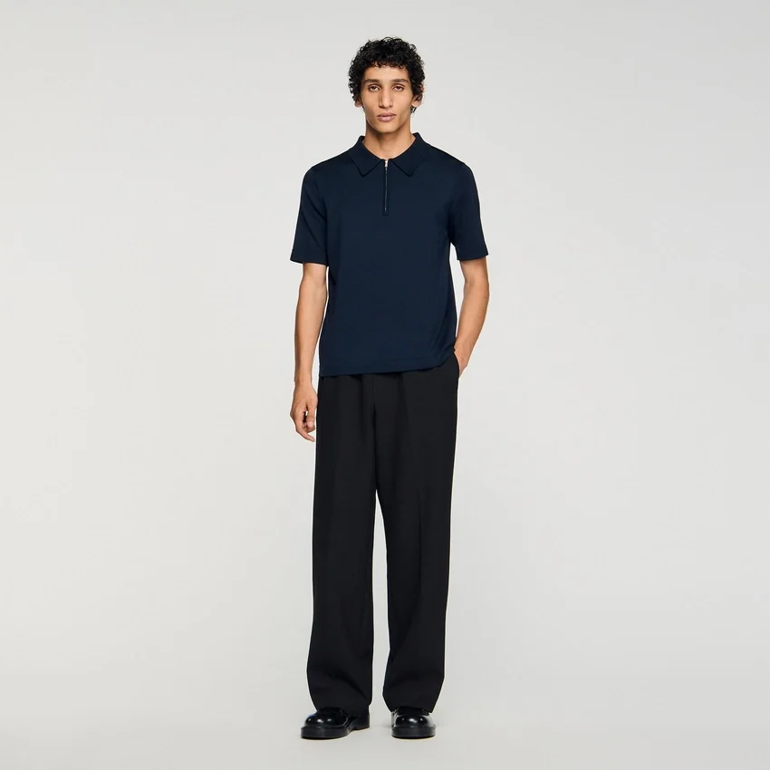 Knitted polo shirt with zip collar Knitted polo shirt with zip collar