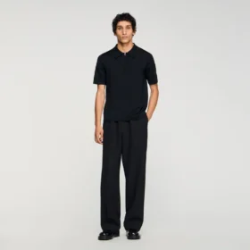 Knitted polo shirt with zip collar