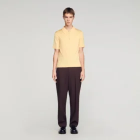 Knitted polo shirt with zip collar