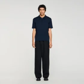 Knitted polo shirt with zip collar