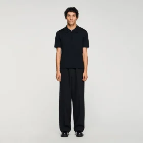 Knitted polo shirt with zip collar