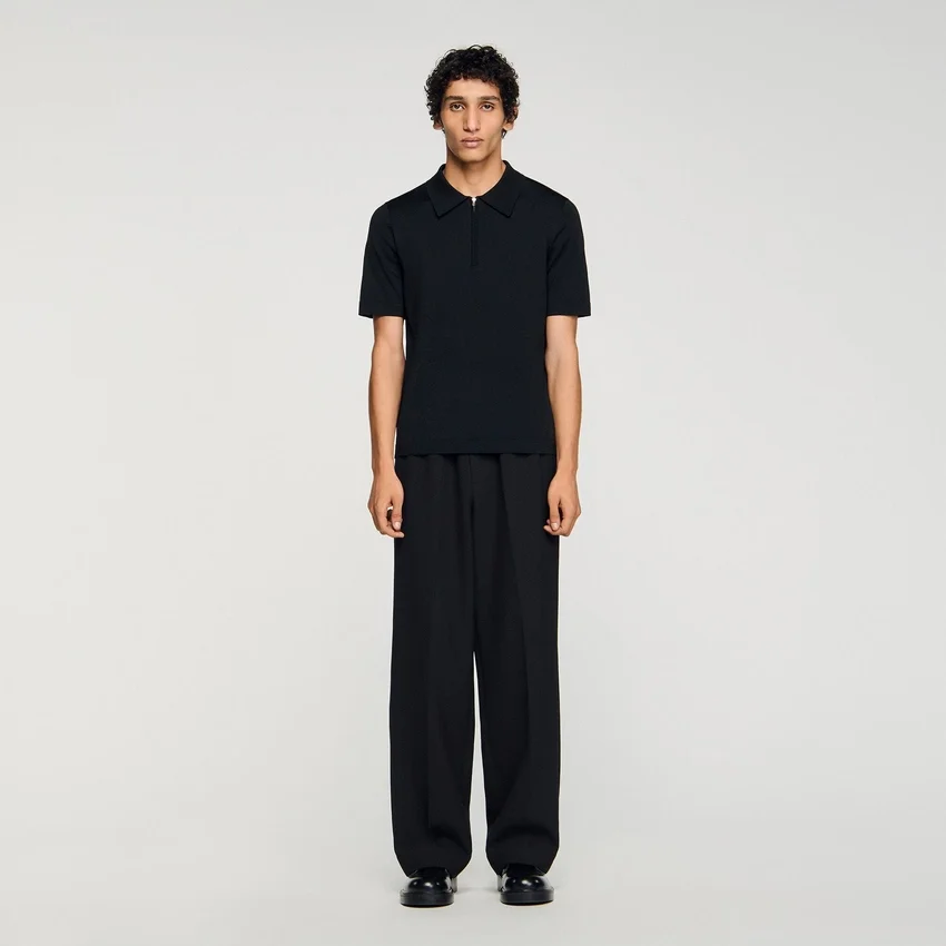Knitted polo shirt with zip collar Knitted polo shirt with zip collar