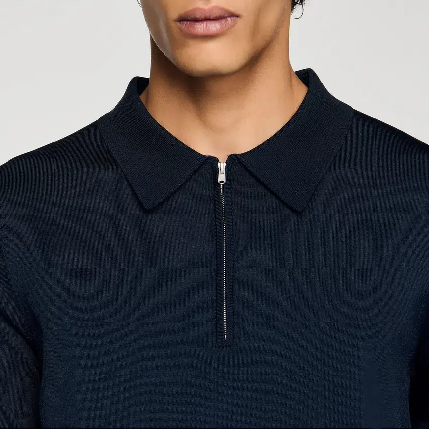 Knitted polo shirt with zip collar Knitted polo shirt with zip collar