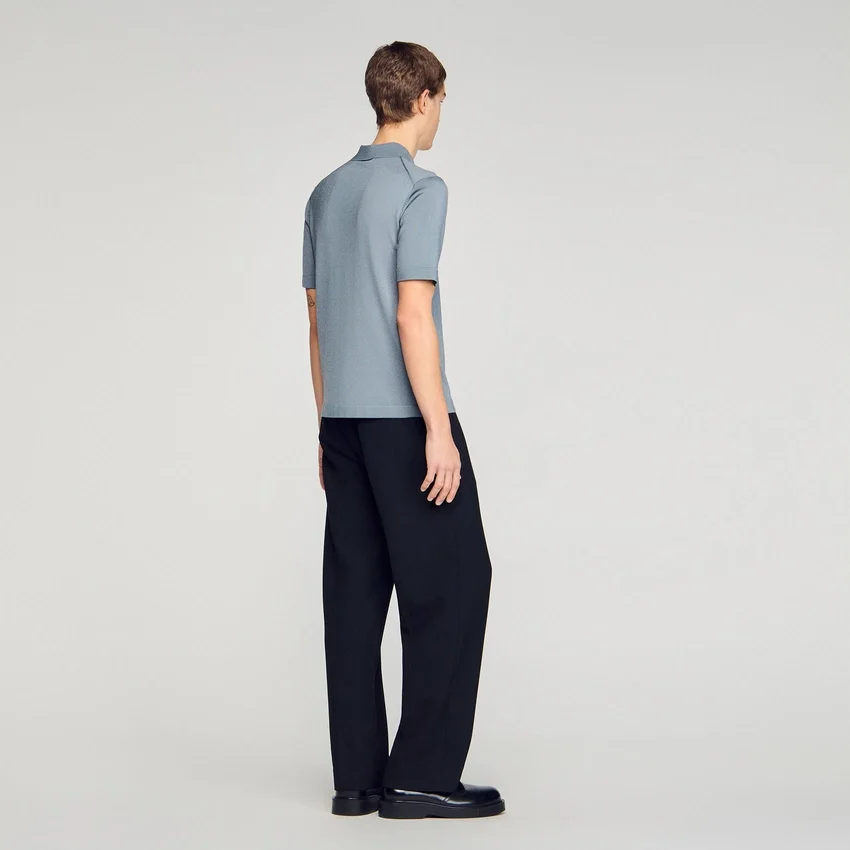 Knitted polo shirt with zip collar Knitted polo shirt with zip collar